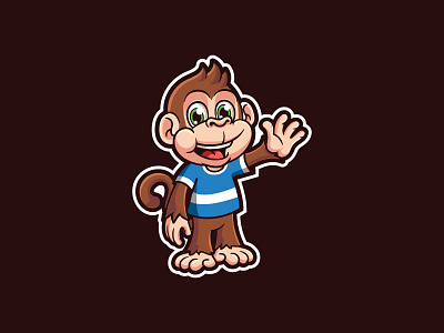 Cute Monkey animal awesome cartoon cute drawn hand illustration logo made minimal monkey