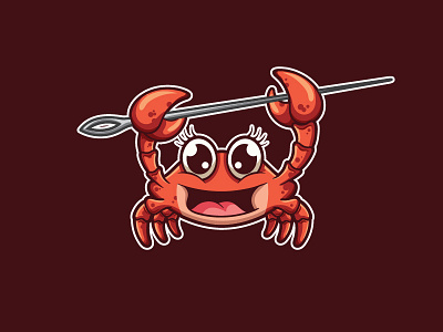 Cute Crab animal awesome cartoon crab cute drawn hand illustration logo made minimal