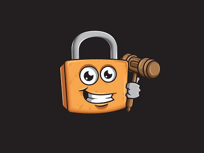 Padlock with hammer cartoon character cute design funny hand drawn handmade illustration mascot vector