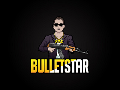 Bulletstar logo cartoon character crime design gang gangster illustration logo mafia mascot vector