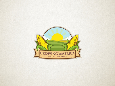 Growing America Logo Design cartoon corn crops design field illustration plant sun vector