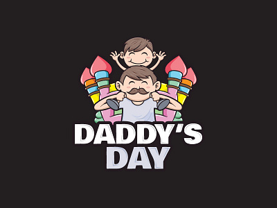 Daddy's Day cartoon character child cute dad daddy day father funny kids logo playful