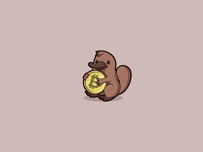 Bitcoin Platypus animal bitcoin cartoon character design fun illustration mascot platypus vector