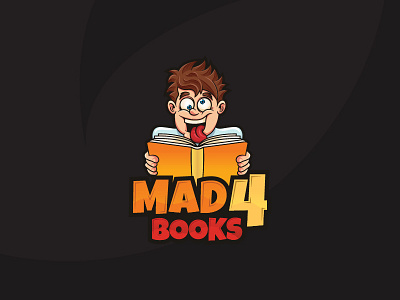 Mad 4 Books Logo Illustration book boy cartoon character crazy design funny illustration logo mad mascot