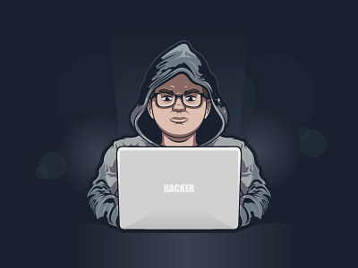 Hoodie Hacker Illustration cartoon character cool design funny hacker hoodie illustration vector