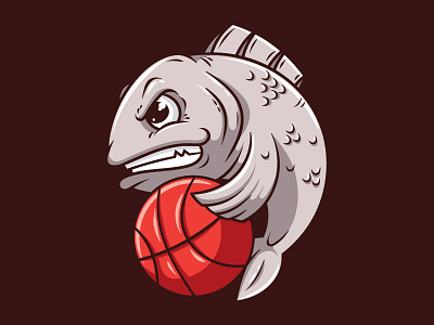 Fish Basketball animal basketball cartoon character design fish funny illustration playful sport