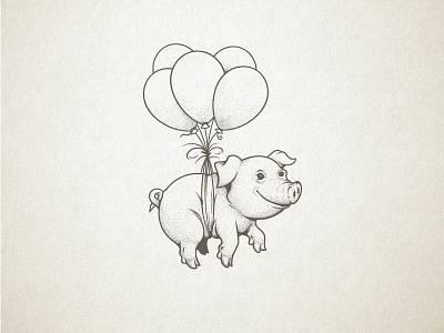 Flying Pig animal cute design drawing flying funny illustration illustrator pig vector