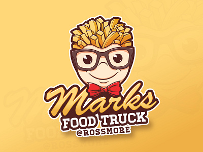 Marks Food Truck Logo cartoon character cute design food french fries funny icon illustration logo playful