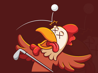 Chicken & Golf cartoon character chicken cute design funny golf illustration mascot silly vector