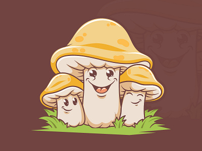 Happy Shroom Family cartoon character cute design family funny happy illustration illustrator mushroom shroom vector