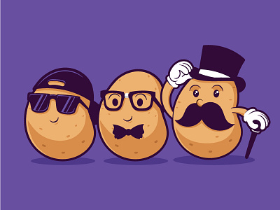Poteto - Potato cartoon character cool cute design funny geek hipster illustration mascot mr potato