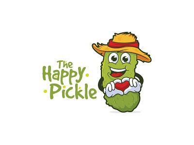 The Happy Pickle awesome cartoon character cute design funny illustration logo mascot playful vector
