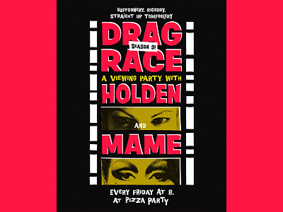 Drag Race Viewing Party 60s drag drag queen drag race event flyer flyer nightlife retro rupaul vintage