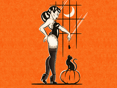 Spoopy halloween illustration pinup pinup girl retro retro illustration vintage vintage illustration