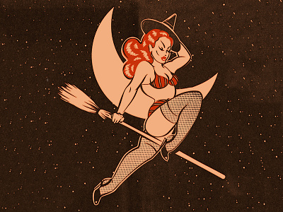 Witch 50s halloween kitsch pinup pinup girl retro retro illustration vintage vintage illustration witch