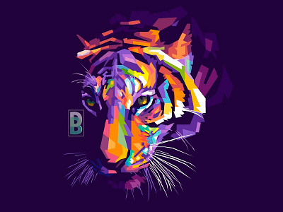 Close Up Tiger Face colorful illustration pop art wildlife wpap