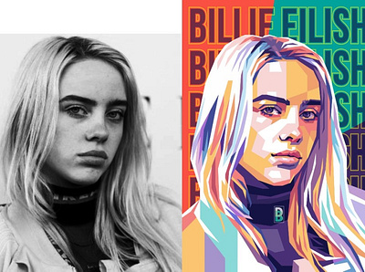 billie eilish colorful illustration musician pop art portrait wpap