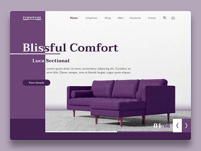 Furniture concept design elegant furniture hero page responsive design responsive web sofa ui ux web web design website