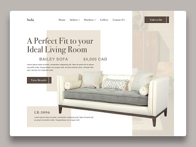 Sofa concept design elegant flat furniture furniture design furniture website furnitures hero page responsive design responsive web typography ui ux web web design website