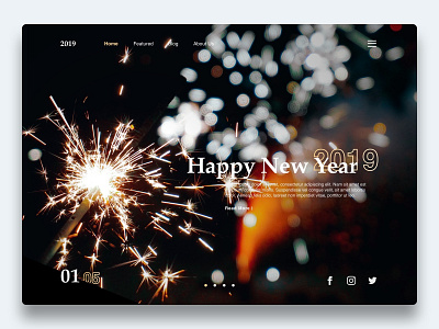 New Year 2019 concept design firework fireworks hero page new year new year 2019 responsive design responsive web ui ux web web design website
