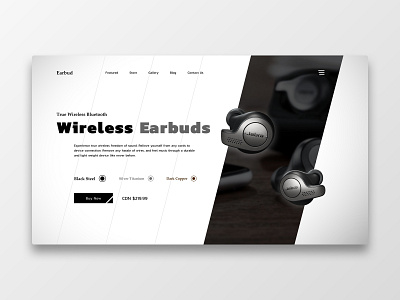 Earbuds concept design earbuds elegant flat gadget headset hero page ui ux web web design website wireless