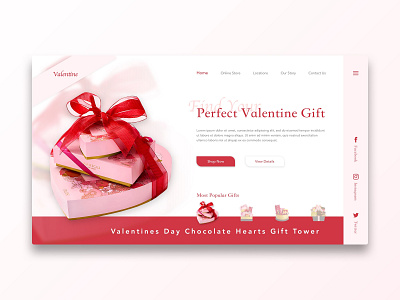 Valentine chocolate concept design elegant gift hero page ui ux valentine valentine day web web design website