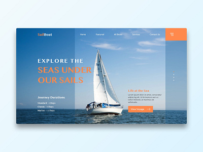 Sail Boat boat concept design hero page sail boat sailboat sea ui ux web web design website