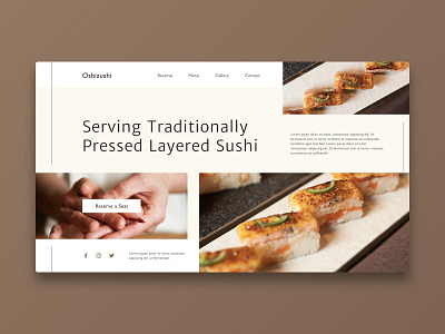 Oshizushi concept design elegant flat hero page oshizushi sushi ui ux web web design website