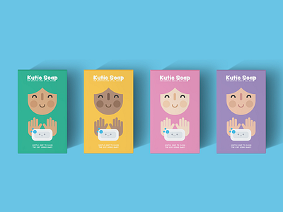 Kutie Soap children color colour cute designprompt face flat hands kawaii kids label minimal mockup packaging simple soap soapbox