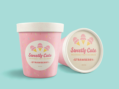 Sweetly Cute Ice Cream branding chocolate cute happy ice cream icecream kawaii logo mint packaging positive smile sprinkles strawberry