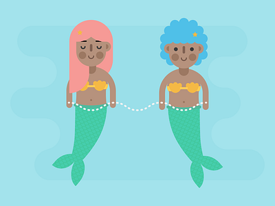 Pisces Mermaids cute digital flat illustration kawaii mermaid mermaids ocean pisces sea vector