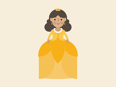 Princess crown cute digital fairytale flat flatdesign gown kawaii princess vector