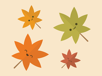 The Changing Hues of Autumn autumn cute digital falling flat kawaii leaf leaves nature prompt
