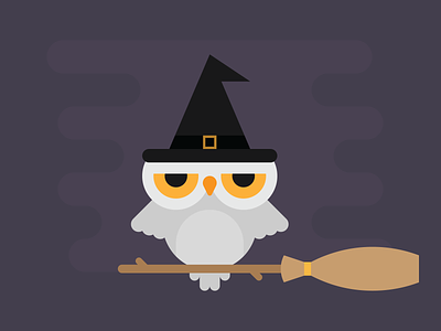 Witchy Owl broom broom stick broomstick flat halloween hoot owl spooky witch witches hat