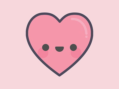 Love Heart cute digital flat happy heart illustration kawaii love smile valentine vector
