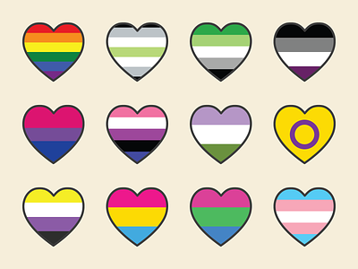 Pride Hearts agender aromantic asexual bisexual equality gay gender genderfluid heart lesbian lgbt lgbtq love pansexual polysexual pride rainbow rights sexuality transgender