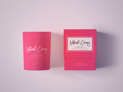 Natural Cherry Candle Packaging branding candle cherry mockup packaging red