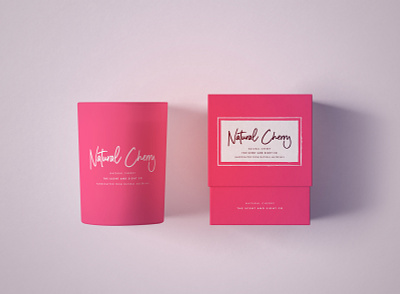 Natural Cherry Candle Packaging branding candle cherry mockup packaging red
