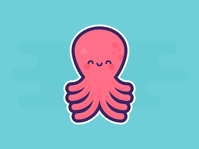Cute Kawaii Pink Octopus animals cute design prompt digital flat illustration kawaii ocean octopus vector water weeklywarmup