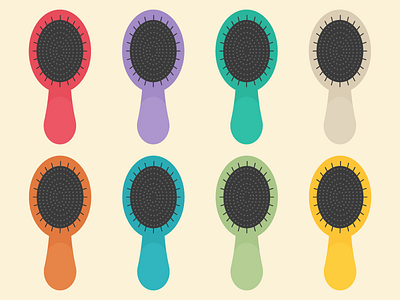 Hair Brushes beauty digital hair brush illustration