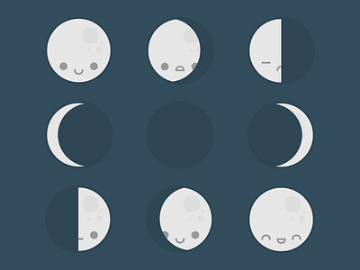 Moon Phases cute kawaii moon