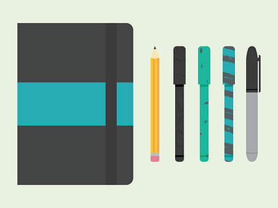 Journal Tools illustration journal pens vector