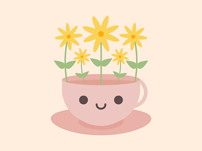 Flower Teacup cup cute flower illustration kawaii tea teacup vector