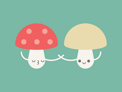 Mushrooms cute kawaii kiss love mushrooms