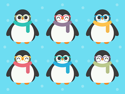 Cute Kawaii Cool Penguins christmas cold cute digital illustration kawaii penguins snow winter