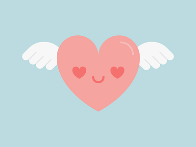 Cute Kawaii Flying Heart cute digital heart illustration kawaii love valentine valentines day wing