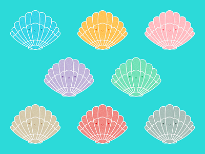 Seashells cute illustration kawaii ocean sea seashell vector