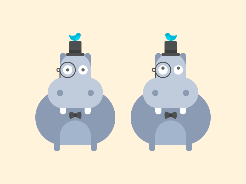 Gentleman Hippos cute animal sir bow tie monocle tophat bird hippopotamus hippo kawaii cute