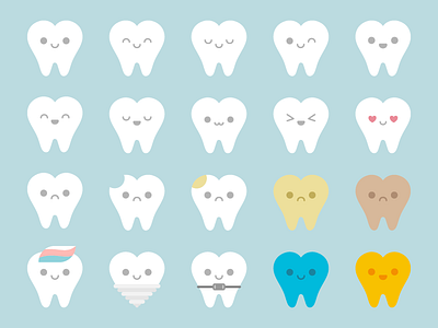 Cute Kawaii Teeth cute digital illustration kawaii mouth smile teeth tooth