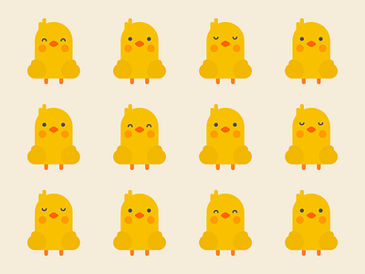 Cute Kawaii Chicks bird chick chicken chicks cute digital art easter illustration kawaii vector yellow